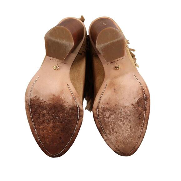 Cynthia Vincent Shoes Womens 9 Booties Fringe Leather Block Heel Fashion Western - Picture 11 of 15